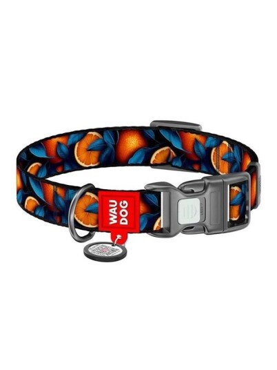Waudog "Oranges" nylon dog collar with QR code size XL