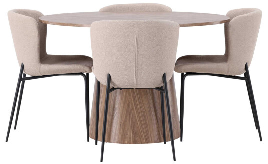Venture Design Lanzo & Modesto spisegruppe Beige/natur 4 stoler & bord 120 cm