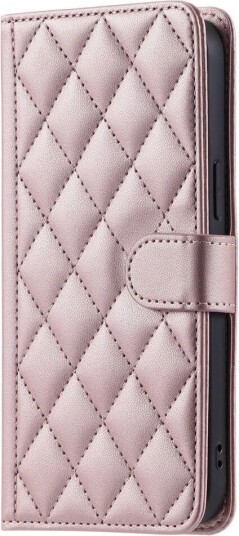 EIDERWOOD iPhone 16 Pro Max Skinn Flip Deksel m. Lommebok & Stropp - Rhombus - Rose Gold