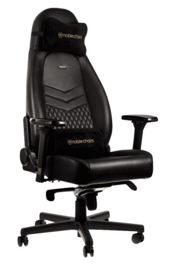 Noblechairs Icon - Stol - Armlener - T-Formet - Tipping - Roterende - Aluminium Polyuretan Stål Topplærstruktur Nylon/Polyetylen - Svart Noblechairs Icon - Stol - Armlener - T-Formet - Tipping - Roterende - Aluminium Polyuretan Stål Topplærstruktur Nylon/Polyetylen - Svart