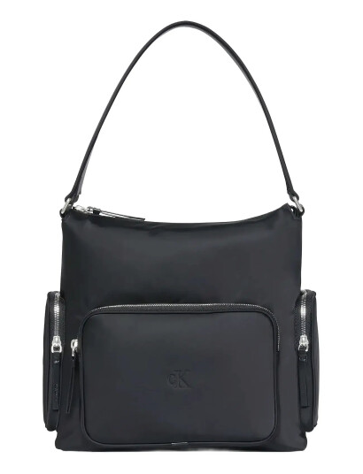 Calvin Klein Pocket Nylon Satchel - Black - ONE SIZE