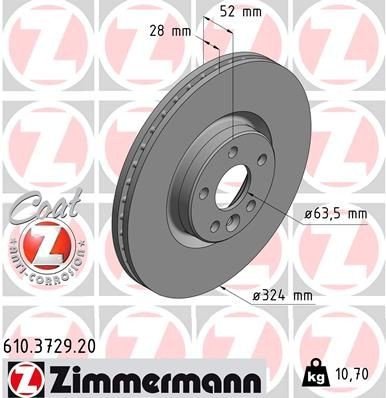 Bremseskive ZIMMERMANN 610.3729.20