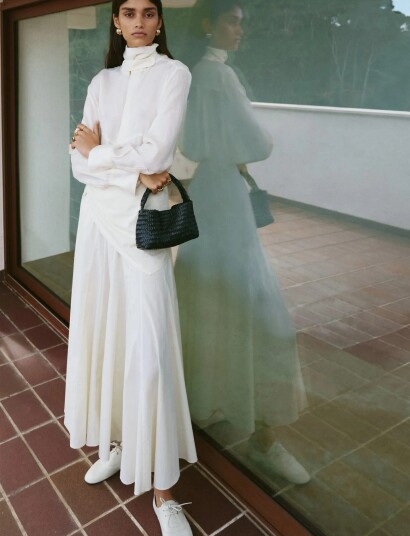 Mango A Line Skirt With Handkerchief Detail Cream 44