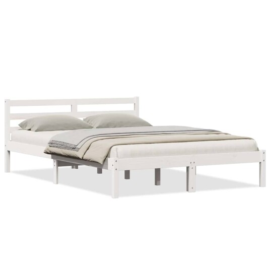  Seng med Hodegavl Hvit 160x210 cm Solid Furu