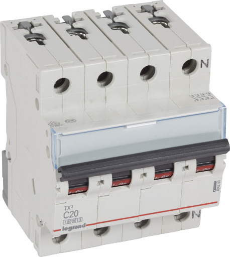 Legrand TX³ MCB automatsikring C20 3P+N 4M 10/10KA