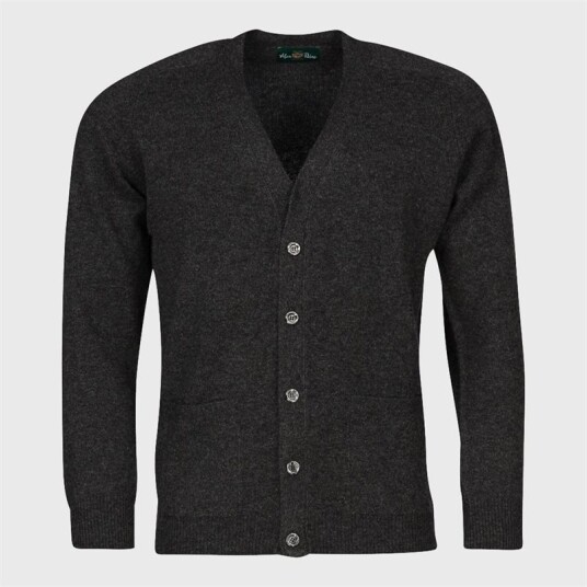 Alan Paine Cardigan Lambswool - Charcoal Alan Paine Cardigan Lambswool - Charcoal