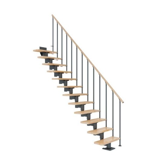 Dolle Cork Bøk Rett Trapp Antracit Classic II Gelender 11T
