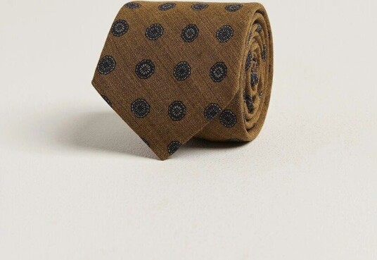 Amanda Christensen Wool Medallion 8cm Tie Yellow