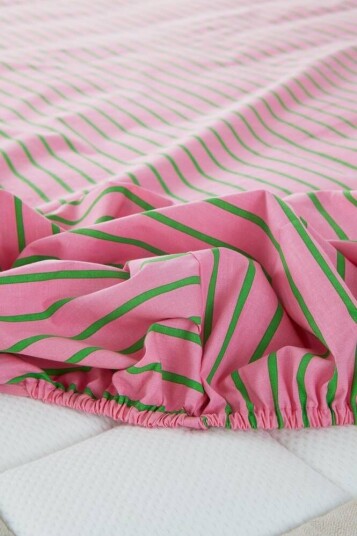 Sima stretchlaken økologisk Rosa/grønn 160X200 Sima stretchlaken økologisk Rosa/grønn 160X200