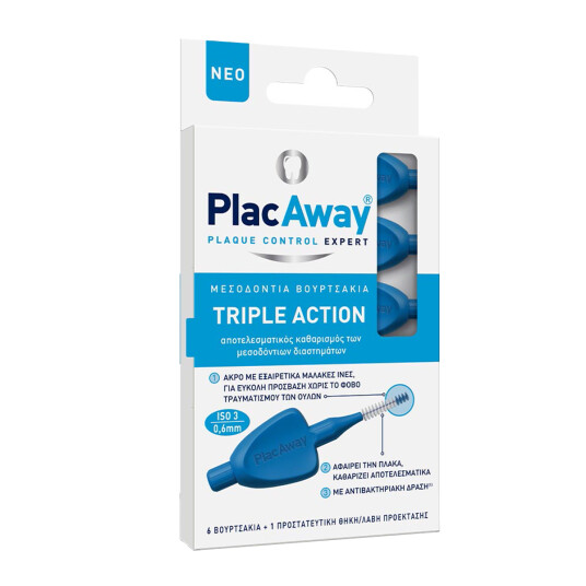 Interdentalbørster 6 pcs. PLAC AWAY Triple Action 0,60 mm ISO 3