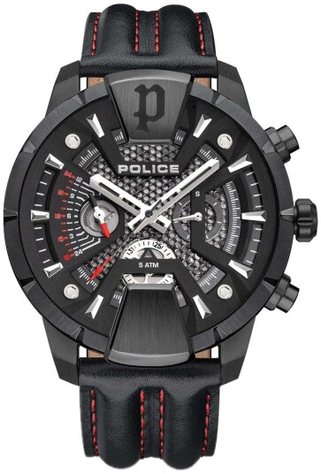 Police Herreklokke PEWJF2203710 Huntley Sort/Lær Ø48 mm