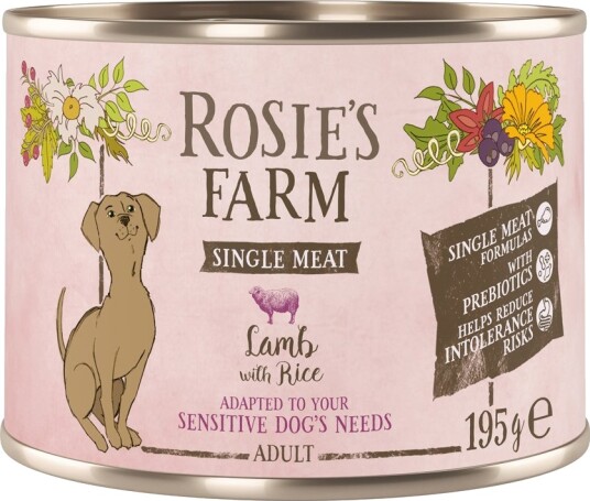 Rosie'S Farm Våtfôr Adult Single Meat Og Ris Lam 6 X 195 G