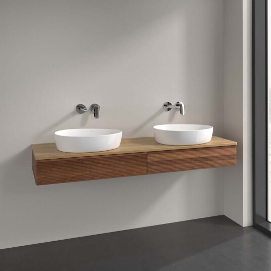 Villeroy & Boch Antao Servantskap med 2 skuffer 160x50x19 cm m/lys Valnøtt/Eik