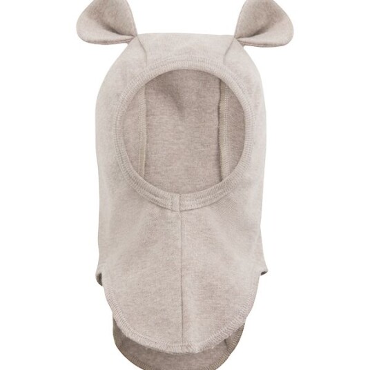 Huttelihut balaclava ears cotton rib – camel melange 0 3m