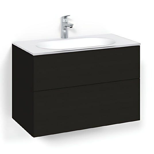 Macro Design Crown Plain/push-open Servantskap 2-skuff - med Glasservant Svart eik / 80cm Glass Edge Hvit Macro Design Crown Plain/push-open Servantskap 2-skuff - med Glasservant Svart eik / 80cm Glass Edge Hvit