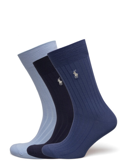 Polo Ralph Lauren Ribbed Cotton-Blend Trouser Sock 3-Pack - Blue - 39-42