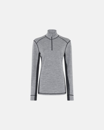 Dovre Women Langermet t skjorte 'Half Zip' 100% merino ull grå