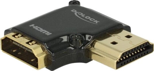 Delock Hdmi Adapter Hdmi Hunn Til Hdmi Hann Svart Høyrevinklet Kontakt 4K Støtte