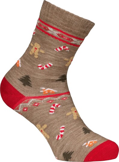 Alpacasocks&Co Winter Funny Kids Gingersnaps 1 Pack   BROWN   28 30