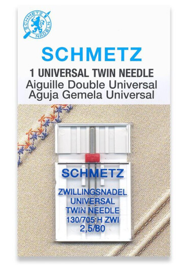 Schmetz Universal tvillingnål 2,5/80 130/705 H ZWI, 2,5/80, 1-pack Schmetz Universal tvillingnål 2,5/80 130/705 H ZWI, 2,5/80, 1-pack