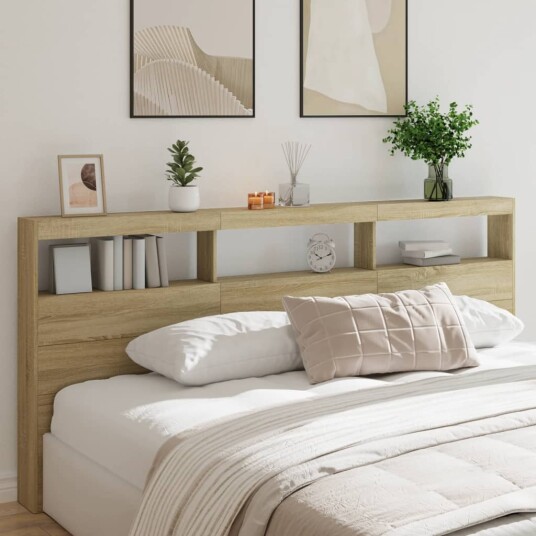  Hodegavl skap med LED sonoma eik 220x17x102 cm 8721012465411