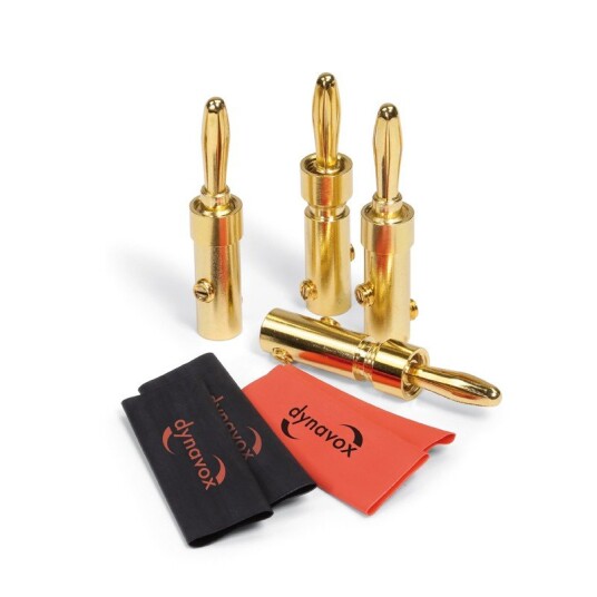 Dynavox 4pk bananplugger inkl. krympestømpe Dynavox 4pk bananplugger inkl. krympestømpe