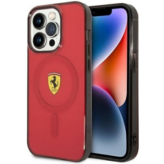 Ferrari iPhone 14 Pro 6,1" Hardt Deksel Rød med MagSafe Transparent Ferrari iPhone 14 Pro 6,1" Hardt Deksel Rød med MagSafe Transparent