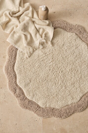 Ellos Home Badematte Scallop Round Beige