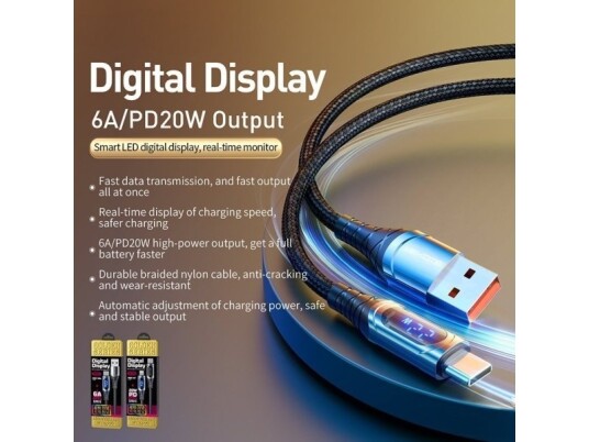 Wekome Wdc-166 Sakin-Serien - Usb-A Til Lightning 6A Hurtigladetilkoblingskabel 1M (Farget)
