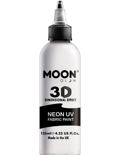 Stor Hvit Neon UV Blacklight 3D Tekstilmaling 125 ml Stor Hvit Neon UV Blacklight 3D Tekstilmaling 125 ml