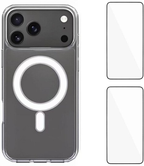 INCOVER iPhone 17 Pro Max Hybrid Deksel inkl. 2 x Skjermbeskyttere MagSafe Kompatibel Gjennomsiktig / Hvit
