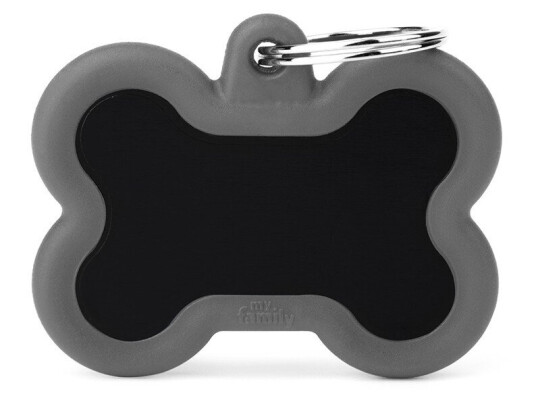 Myfamily Hushtag Collection Id Tag-Aluminium Med Plast Kant Sort/Grå