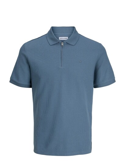 Jack & Jones Jjeaustin Zip Polo Ss Noos Blue S
