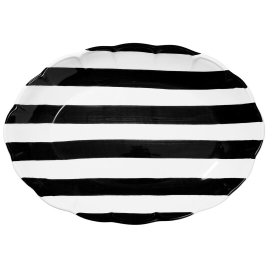Pick A Poppy Stripe Serveringsfat 36 cm Sort