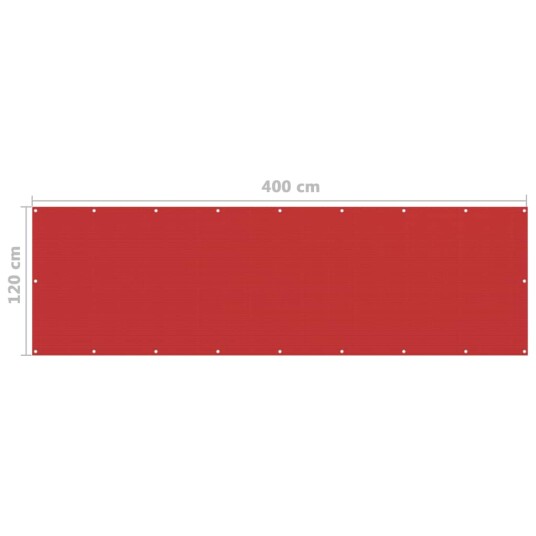 vidaXL Balkongskjerm rød 120x400 cm HDPE