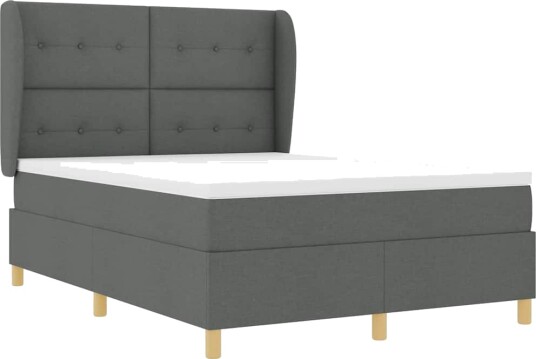 Box Spring Seng med Madrass Mørk Grå 140x200 cm Stoff Box Spring Seng med Madrass Mørk Grå 140x200 cm Stoff