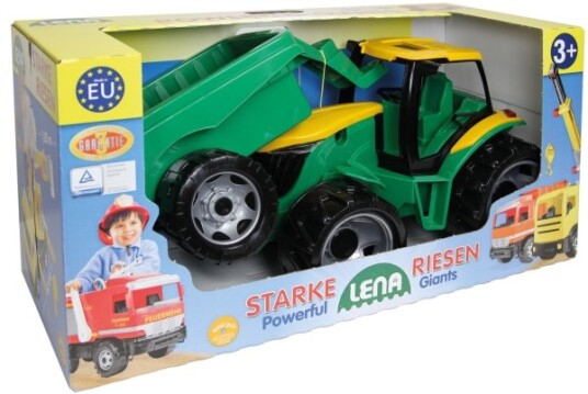 Lena Giga Trucks Tractor With Trailer Traktor Inne/Ute 3 År Sort Grønn Grå Gult