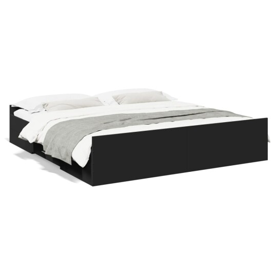 Sengeramme med skuffer svart 180x200 cm konstruert tre 8721102619267