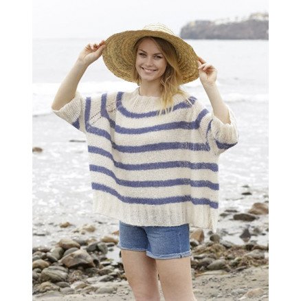 Â Riviera StripesÂ av DROPS Design Bluse Strikkeoppskrift str S XXXL