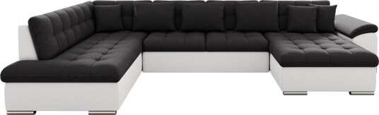 Dynir Sofa med Sjeselong og Divan 4 seter   Hvit/Svart