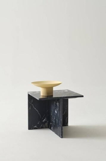 MELETO sidebord 40x45 cm Svart marmor
