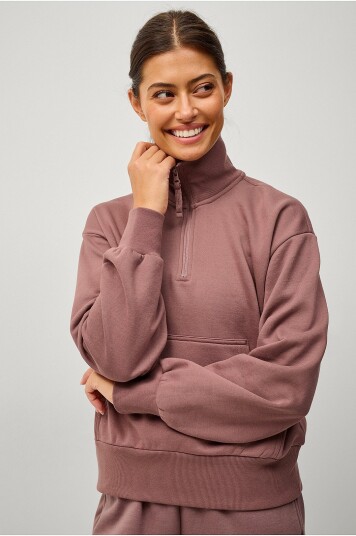 Ellos Studio Collegegenser Halfzip Core Brun