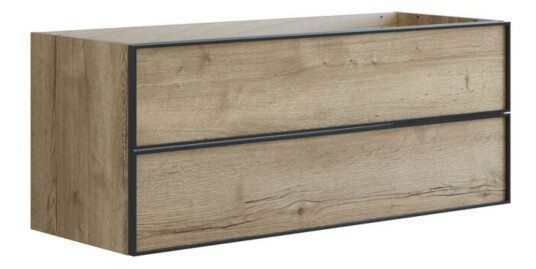 Dansani Inzo Alu-ramme Svart Servantskap 2 Skuff H48cm Natur eik / 120cm