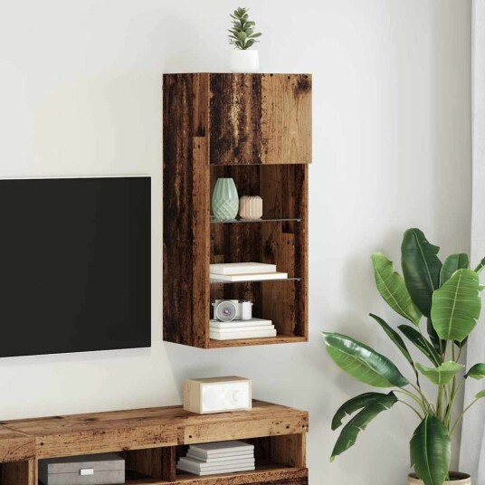  Vegghengt TV skap Gamle tre 40,5 x 30 x 90 cm Konstruert tre