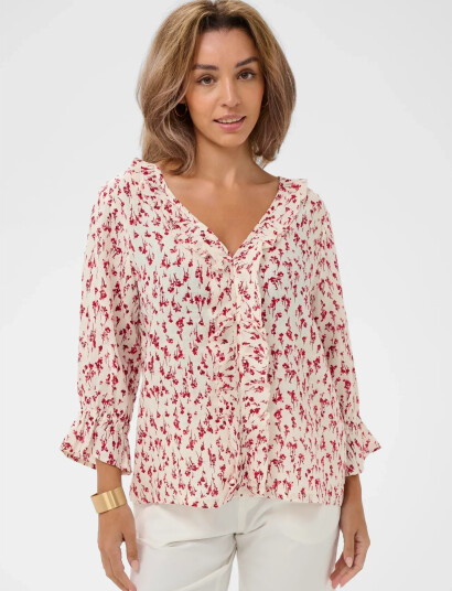 Cream Crbellis Frill Blouse   Multi/patterned   L/XL