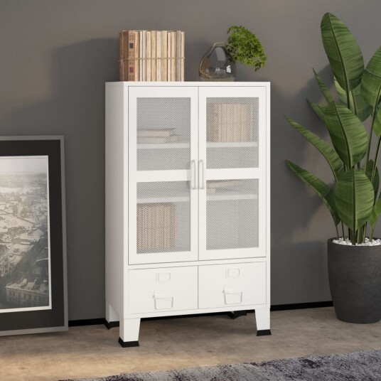 vidaXL Industriell oppbevaringskiste hvit 70x40x115 cm metall vidaXL Industriell oppbevaringskiste hvit 70x40x115 cm metall