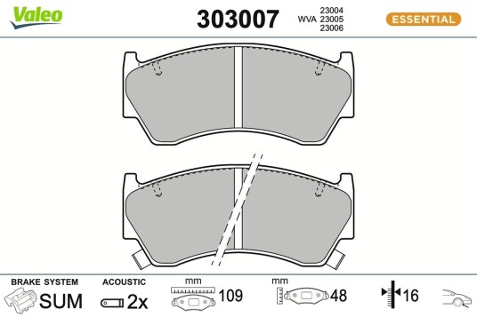 Bremseklosser VALEO 303007