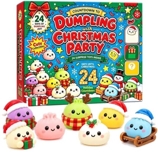 Jule squishy adventskalender 2026 nedtellingskalender 24 squishy leker mysterieboks overraskende sensoriske fidget klemleker for voksne