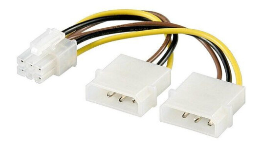 Pro 6-pin PCI-E Strømadapterkabel for Grafikkort Hvit Pro 6-pin PCI-E Strømadapterkabel for Grafikkort Hvit