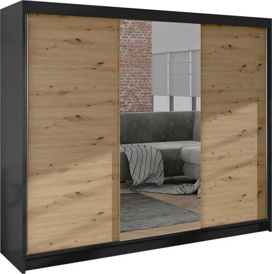 Cyria Garderobe med Speil 200x215 cm - Brun/Svart